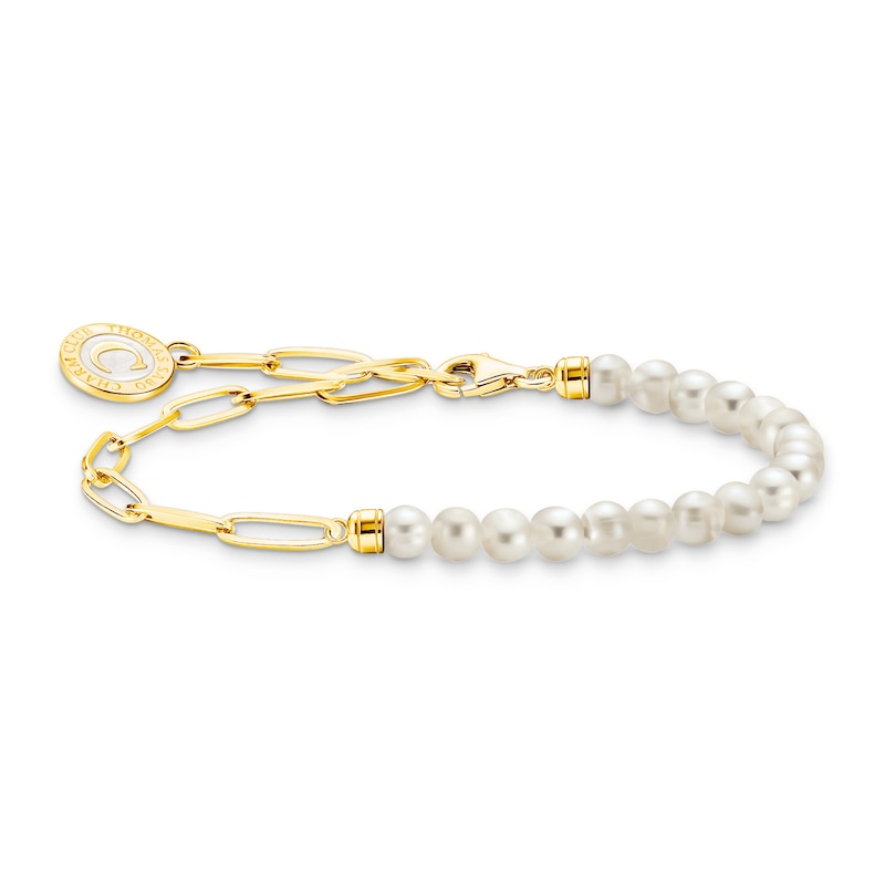 Main Image 1 of Thomas Sabo Ladies' Sterling Silver 18ct Gold Plated Yellow Freshwater Pearl Beaded Bracelet