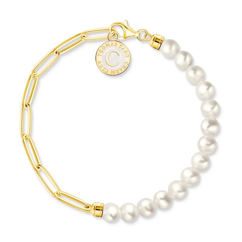 Main Image 2 of Thomas Sabo Ladies' Sterling Silver 18ct Gold Plated Yellow Freshwater Pearl Beaded Bracelet