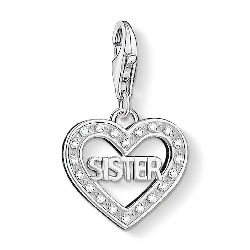 Thomas Sabo Ladies' Sterling Silver Cubic Zirconia Sister Heart Charm Pendant