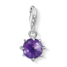 Thomas Sabo Ladies' Sterling Silver Amethyst Cubic Zirconia Charm Pendant Birth Stone February