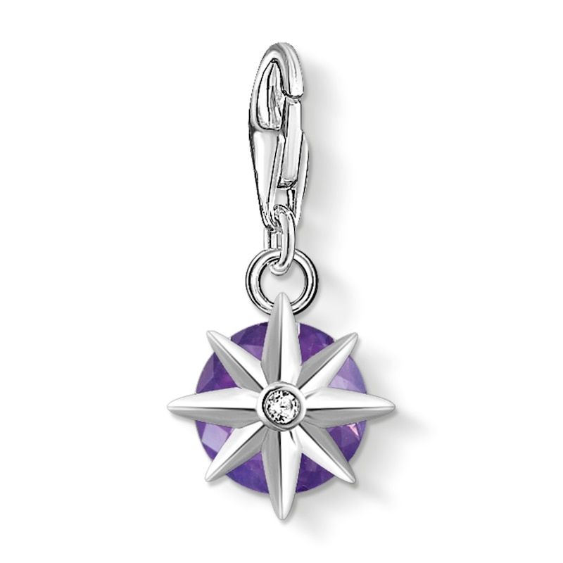 Main Image 2 of Thomas Sabo Ladies' Sterling Silver Amethyst Cubic Zirconia Charm Pendant Birth Stone February