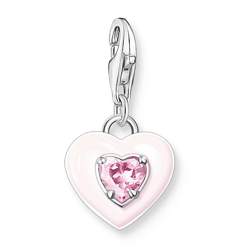 Thomas Sabo Ladies' Sterling Silver Pink Cubic Zirconia Heart Charm Pendant