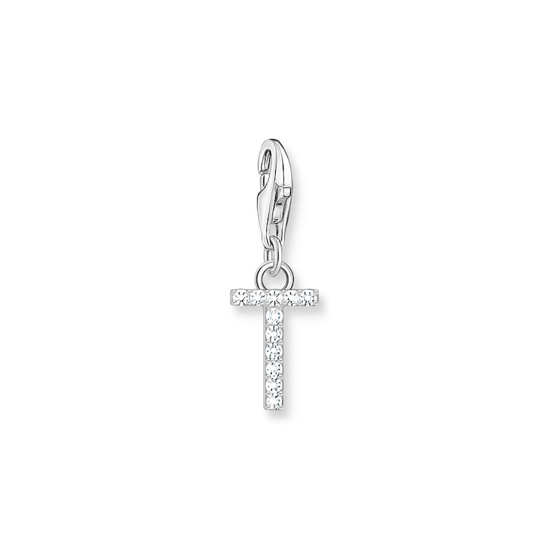 Thomas Sabo Ladies' Sterling Silver Cubic Zirconia Charm Pendant Letter T