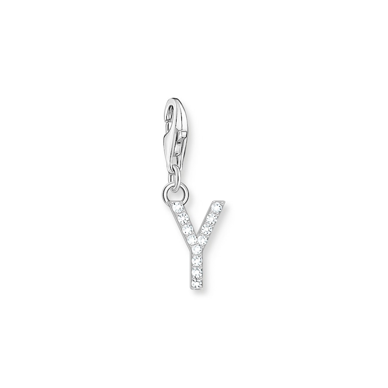 Thomas Sabo Ladies' Sterling Silver Cubic Zirconia Charm Pendant Letter Y
