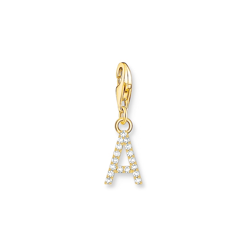 Thomas Sabo Ladies' 18ct Gold Plated Sterling Silver Cubic Zirconia Charm Pendant Letter A