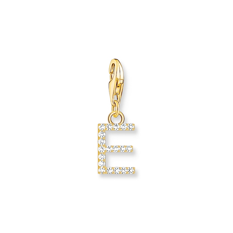 Thomas Sabo Ladies' 18ct Gold Plated Sterling Silver Cubic Zirconia Charm Pendant Letter E
