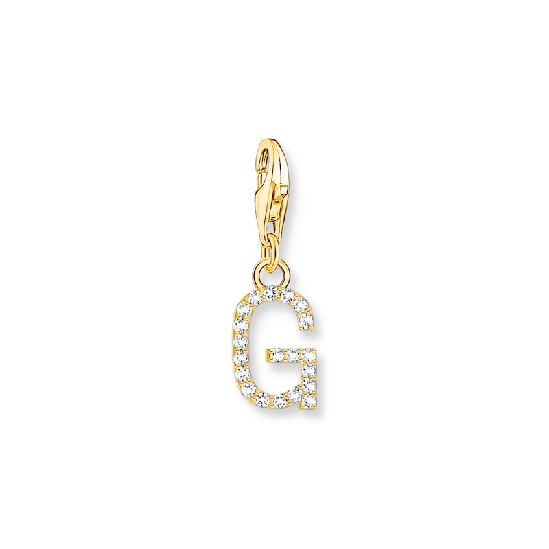 Main Image 1 of Thomas Sabo Ladies' 18ct Gold Plated Sterling Silver Cubic Zirconia Charm Pendant Letter G