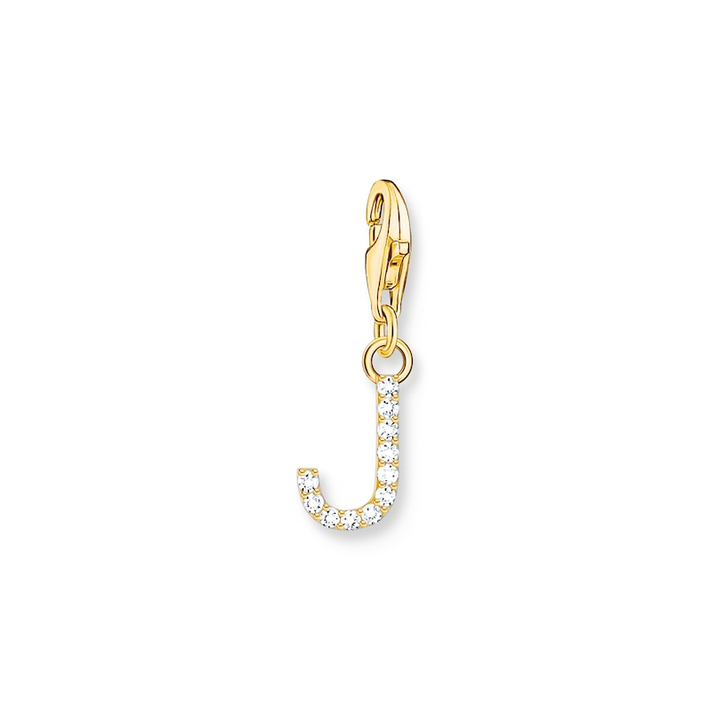 Thomas Sabo Ladies' 18ct Gold Plated Sterling Silver Cubic Zirconia Charm Pendant Letter J