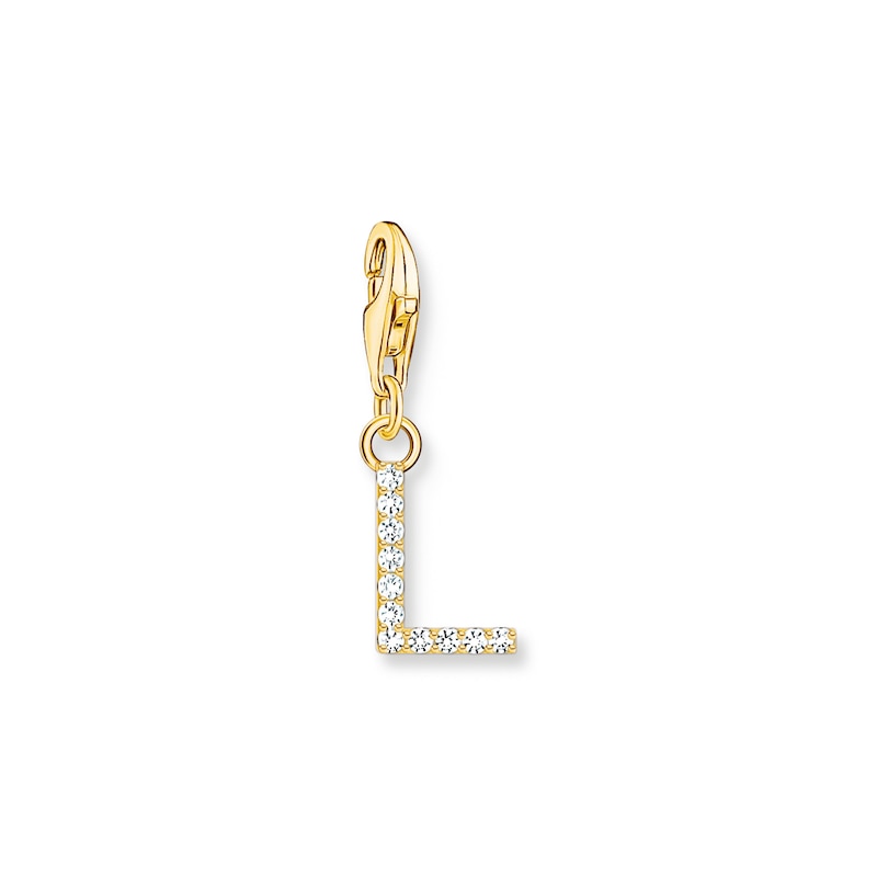 Main Image 1 of Thomas Sabo Ladies' 18ct Gold Plated Sterling Silver Cubic Zirconia Charm Pendant Letter L