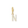 Thumbnail Image 1 of Thomas Sabo Ladies' 18ct Gold Plated Sterling Silver Cubic Zirconia Charm Pendant Letter N