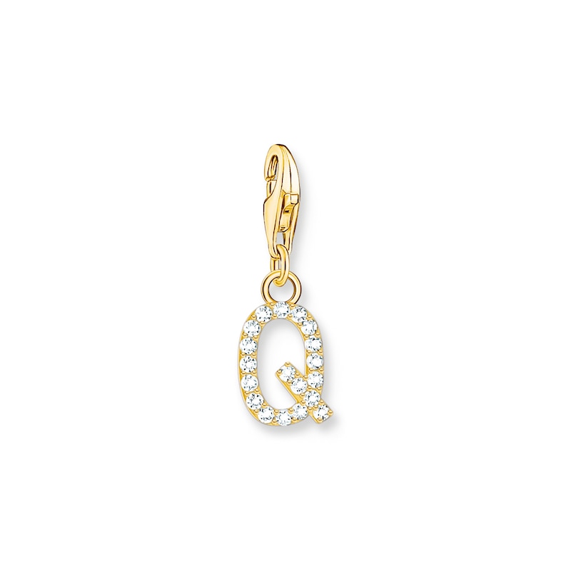 Main Image 1 of Thomas Sabo Ladies' 18ct Gold Plated Sterling Silver Cubic Zirconia Charm Pendant Letter Q