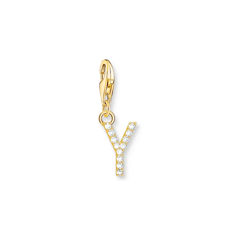 Thomas Sabo Ladies' 18ct Gold Plated Sterling Silver Cubic Zirconia Charm Pendant Letter Y