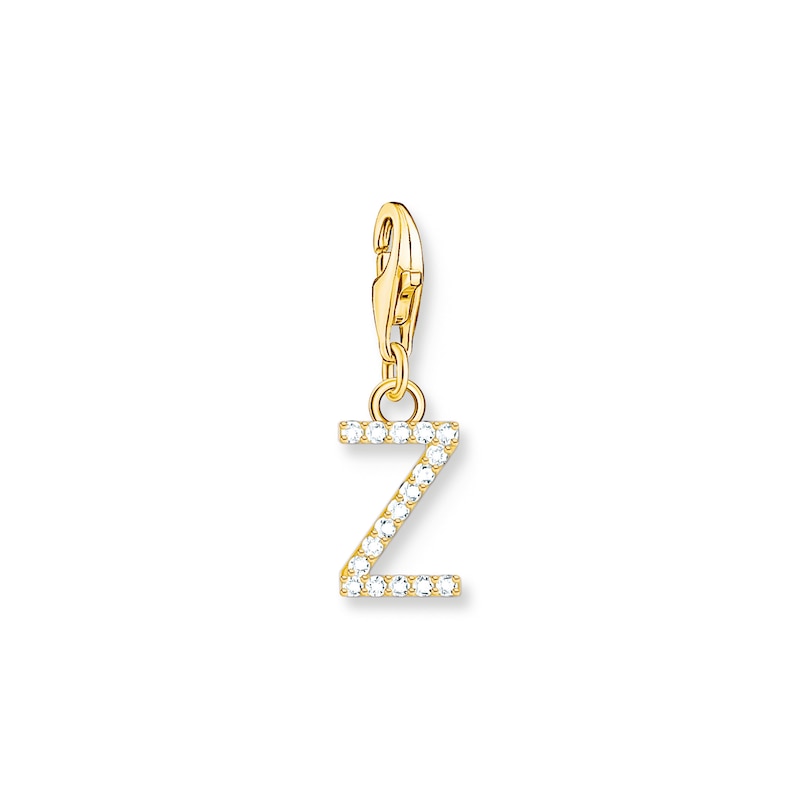 Main Image 1 of Thomas Sabo Ladies' 18ct Gold Plated Sterling Silver Cubic Zirconia Charm Pendant Letter Z