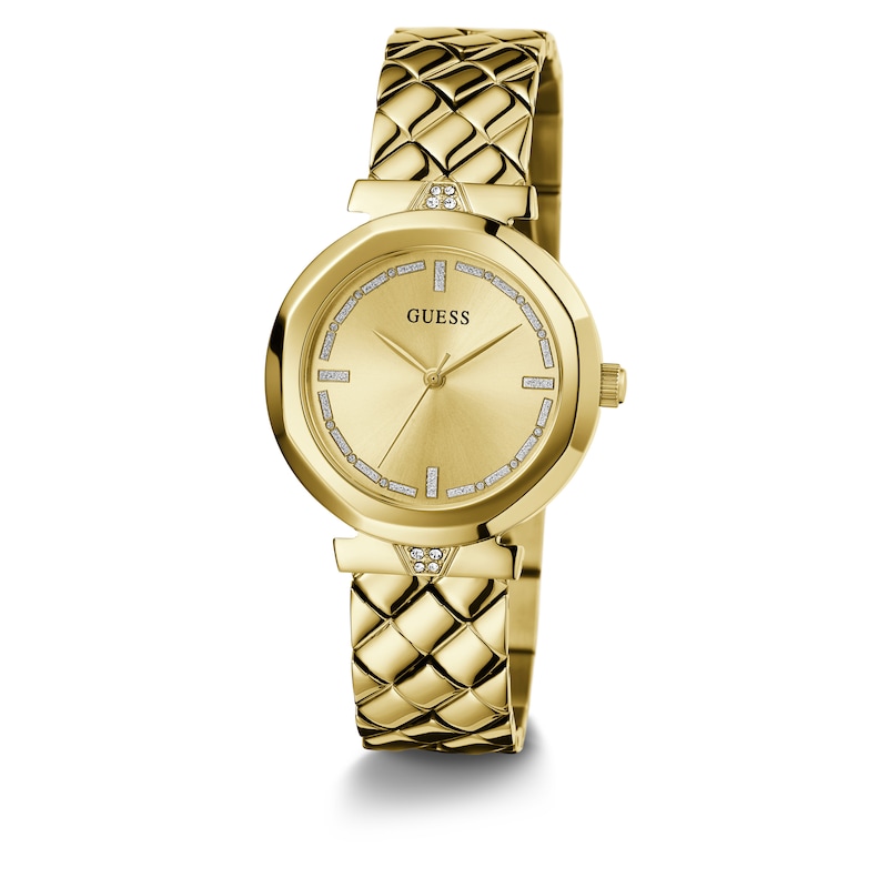 Guess Rumour Ladies' Gold Tone Patterned Half Bangle Watch