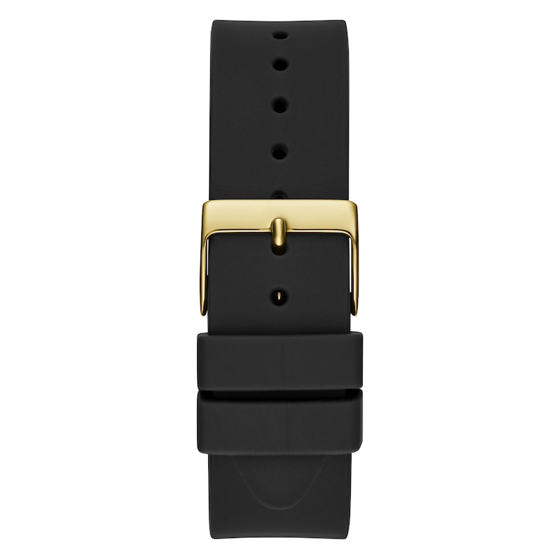 Main Image 3 of Guess Cubed Ladies' Gold Tone Patterned Dial Black Silicone Strap Watch