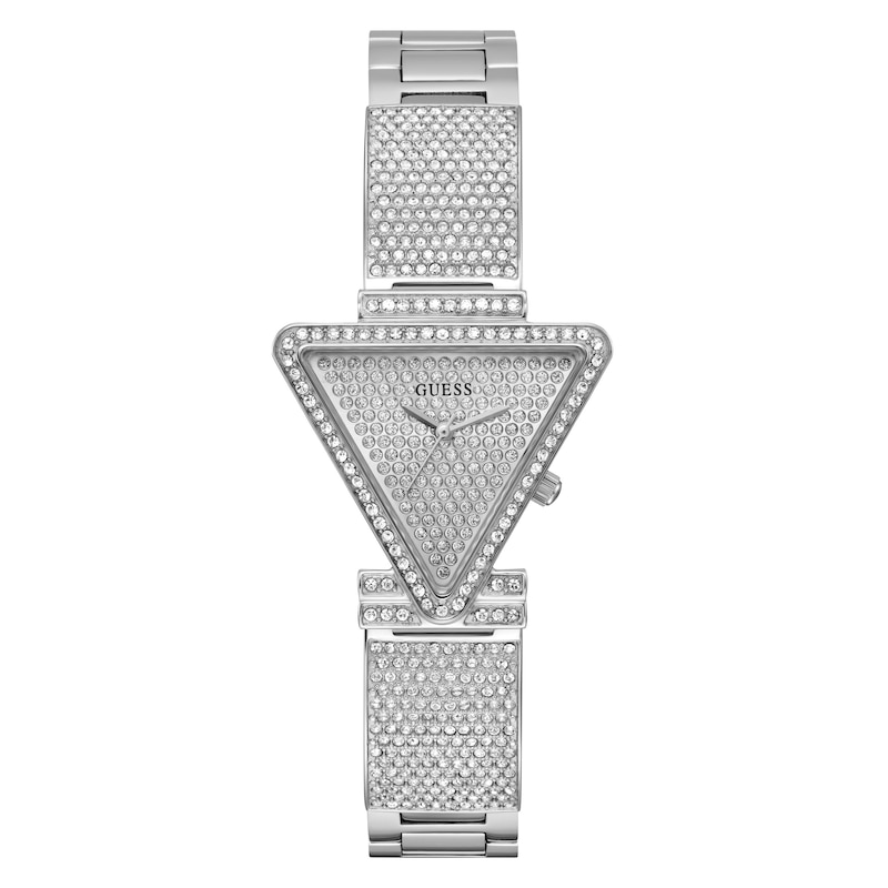 Guess Fame Ladies' Triangle Crystal Dial Silver Tone Stainless Steel Watch