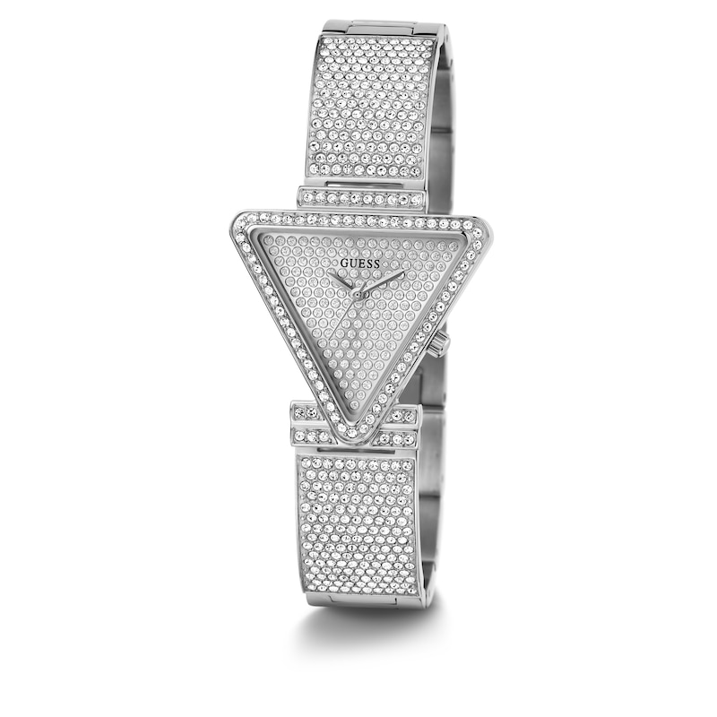 Guess Fame Ladies' Triangle Crystal Dial Silver Tone Stainless Steel Watch