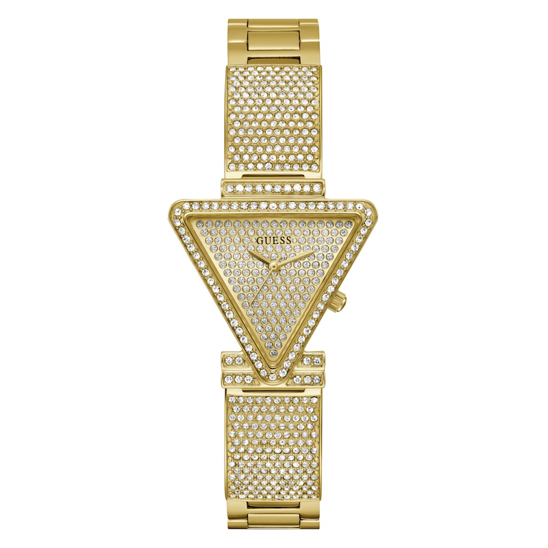 Guess Fame Ladies' Triangle Crystal Dial Gold Tone Stainless Steel Watch