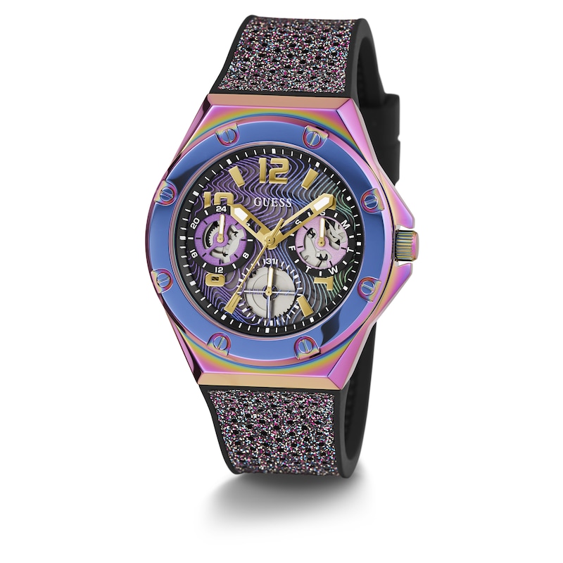 Guess Asteria Ladies' Sparkly Purple Silicone Strap Watch
