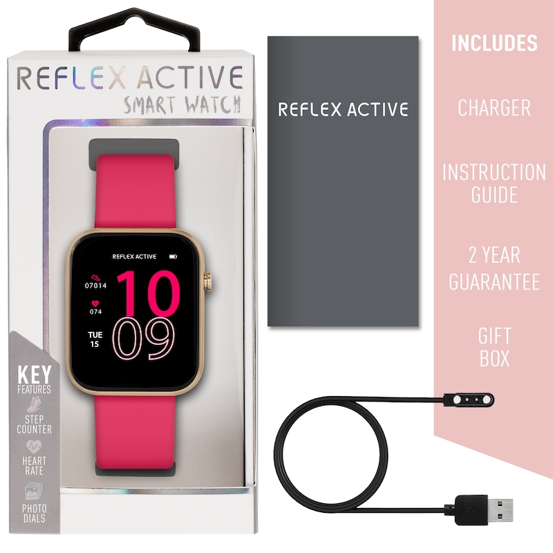 Main Image 7 of Reflex Active Ladies' Series 12 Pink Silicone Strap Smart Watch