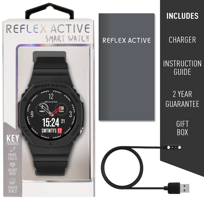 Main Image 6 of Reflex Active Series 26 Black Silicone Strap Smart Watch