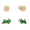 Thumbnail Image 0 of Radley Ladies' Dukes Place 18ct Gold Plated Round Disc & Green Malachite Coloured Resin Jumping Dog Earring Set