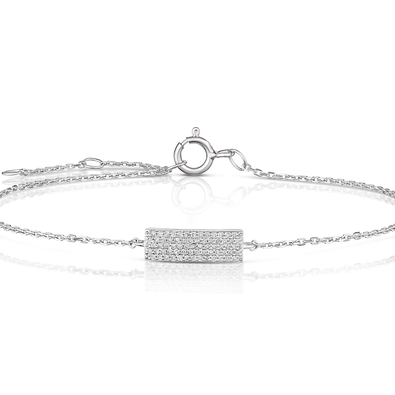 Main Image 2 of Sterling Silver Diamond Chain ID Bracelet