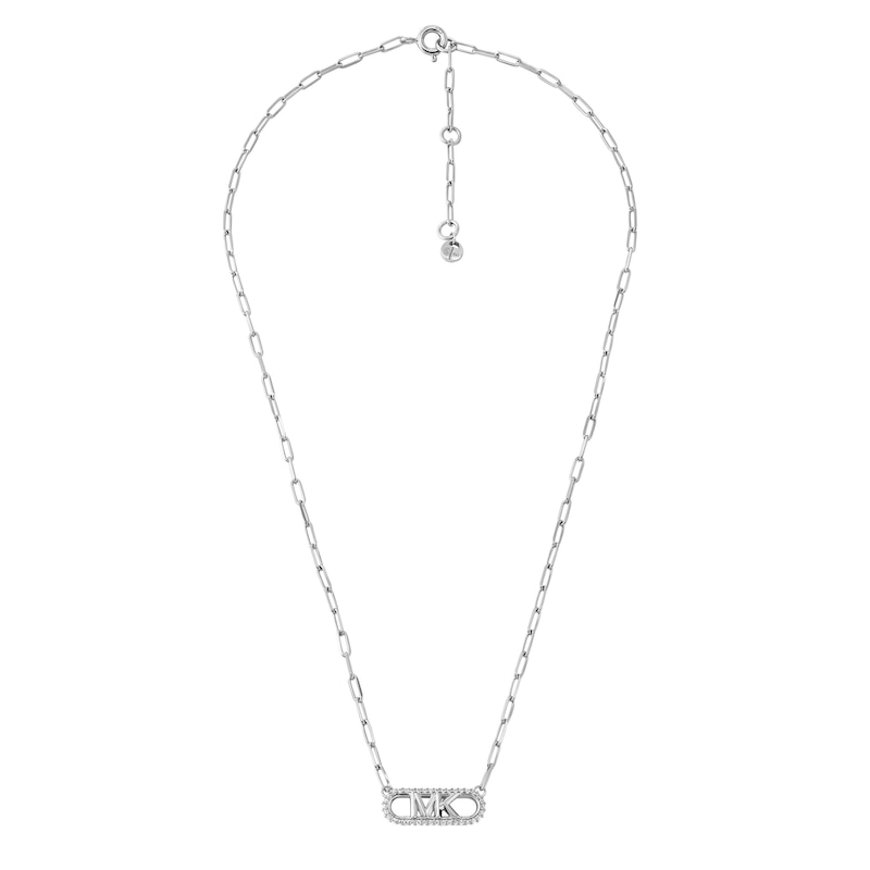 Michael Kors Ladies' MK Cubic Zirconia Paper Link Stainless Steel Chain Necklace