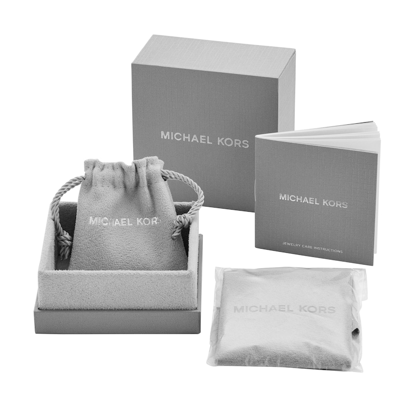 Michael Kors Ladies' MK Cubic Zirconia Paper Link Stainless Steel Chain Necklace