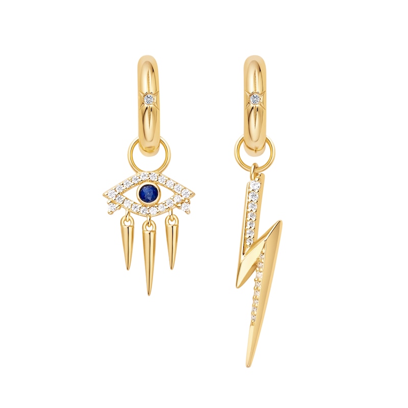 Ania Haie Sterling Silver Gold Plated Cubic Zirconia Evil Eye Earring Charm