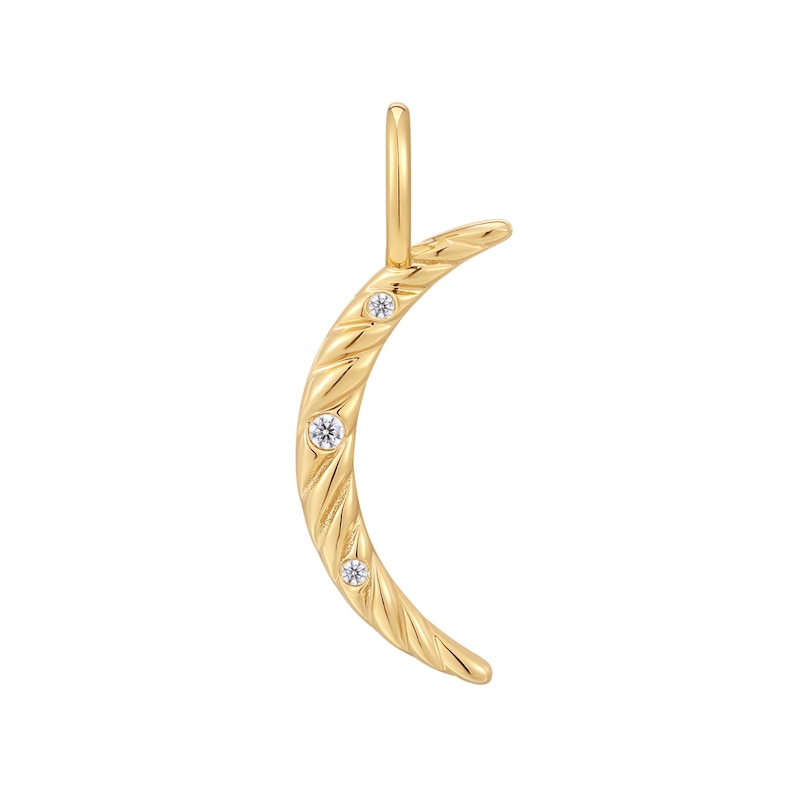 Ania Haie Sterling Silver Gold Plated Cubic Zirconia Moon Charm