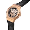 Thumbnail Image 4 of Maserati Potenza Men's Rose Tone Skeleton Logo Dial Black Leather Strap Watch