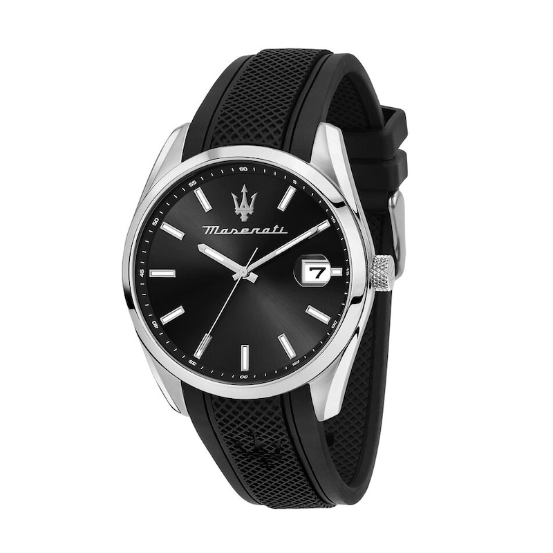 Maserati Attrazione Men's Black Dial Black Silicone Strap Watch
