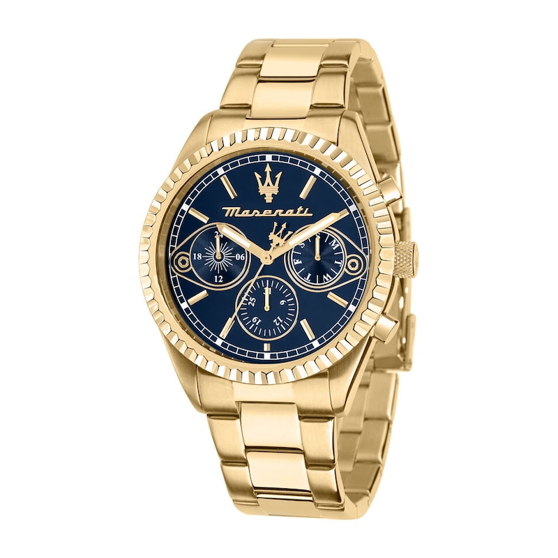 Main Image 1 of Maserati Competizione Men's Blue Chronograph Dial Gold Tone Bracelet Watch