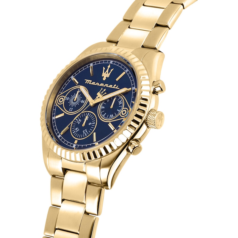 Main Image 4 of Maserati Competizione Men's Blue Chronograph Dial Gold Tone Bracelet Watch