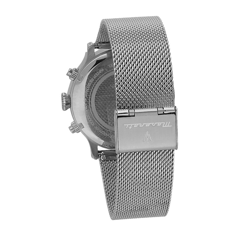 Maserati Epoca Men's Blue Chronograph Dial Stainless Steel Mesh Strap Watch