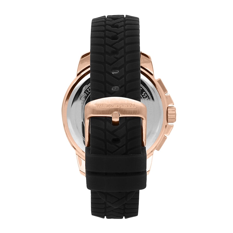 Maserati Successo Men's Black Chronograph Dial Black Silicone Strap Watch