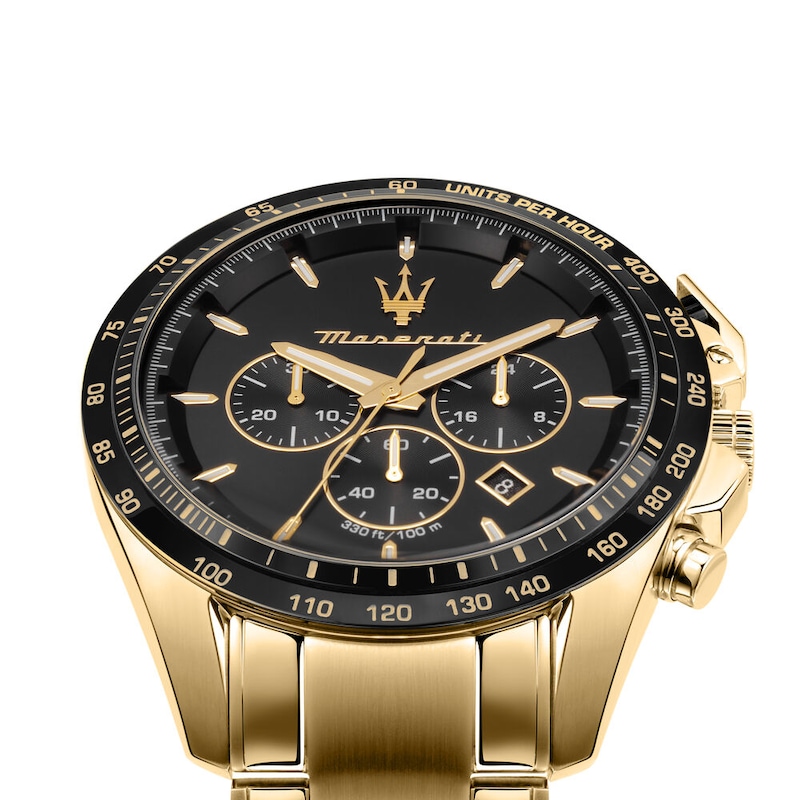 Main Image 5 of Maserati Traguardo Men's Black Chronograph Dial Gold Tone Bracelet Watch