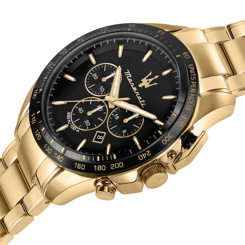 Main Image 6 of Maserati Traguardo Men's Black Chronograph Dial Gold Tone Bracelet Watch