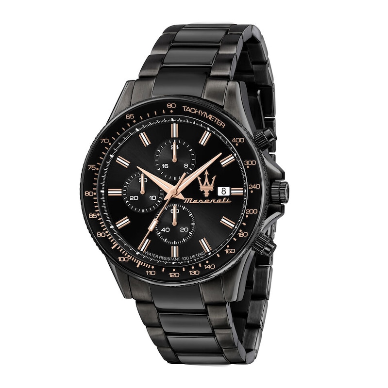 Maserati Sfida Men's Black Chronograph Dial Black Bracelet Watch