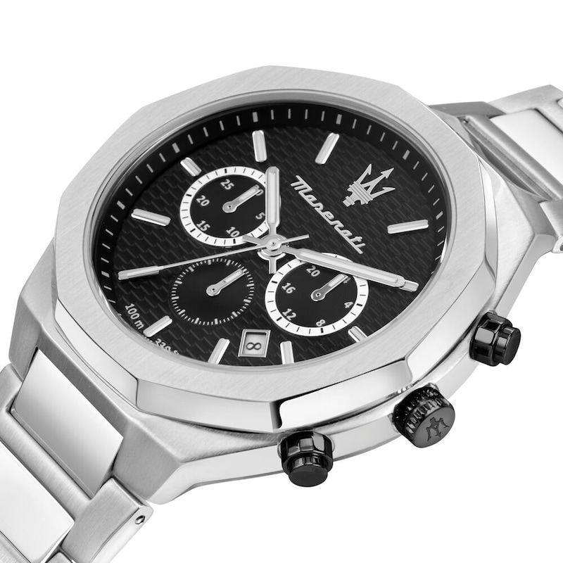 Maserati Stile Men's Black Chronograph Dial Stainless Steel Bracelet Watch