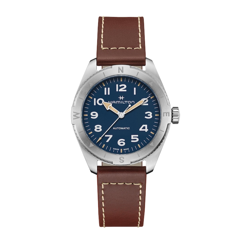 Hamilton Khaki Field Expedition Men's Blue Dial Brown Leather Strap Watch