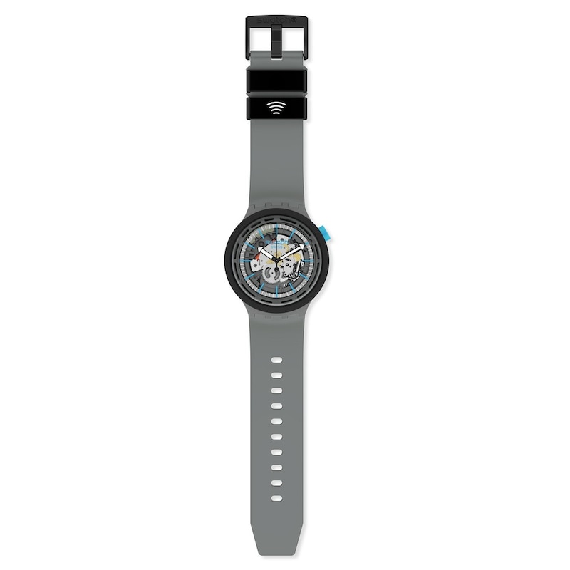 Swatch EASYTIPPAY! Grey Dial Grey Silicone Strap Watch