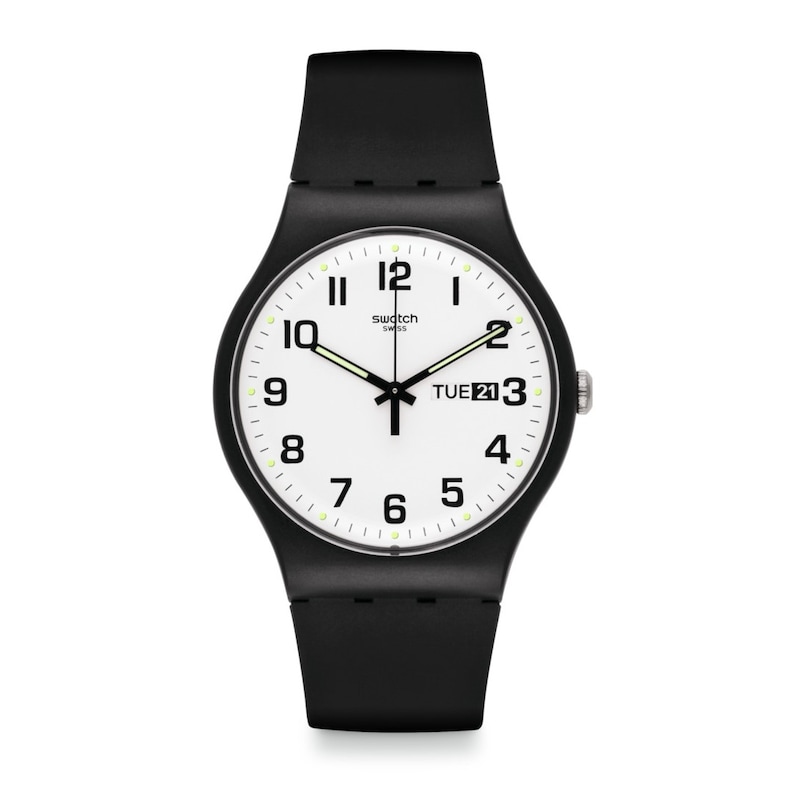 Swatch Twice Again Again White Dial Black Biosourced Strap Watch