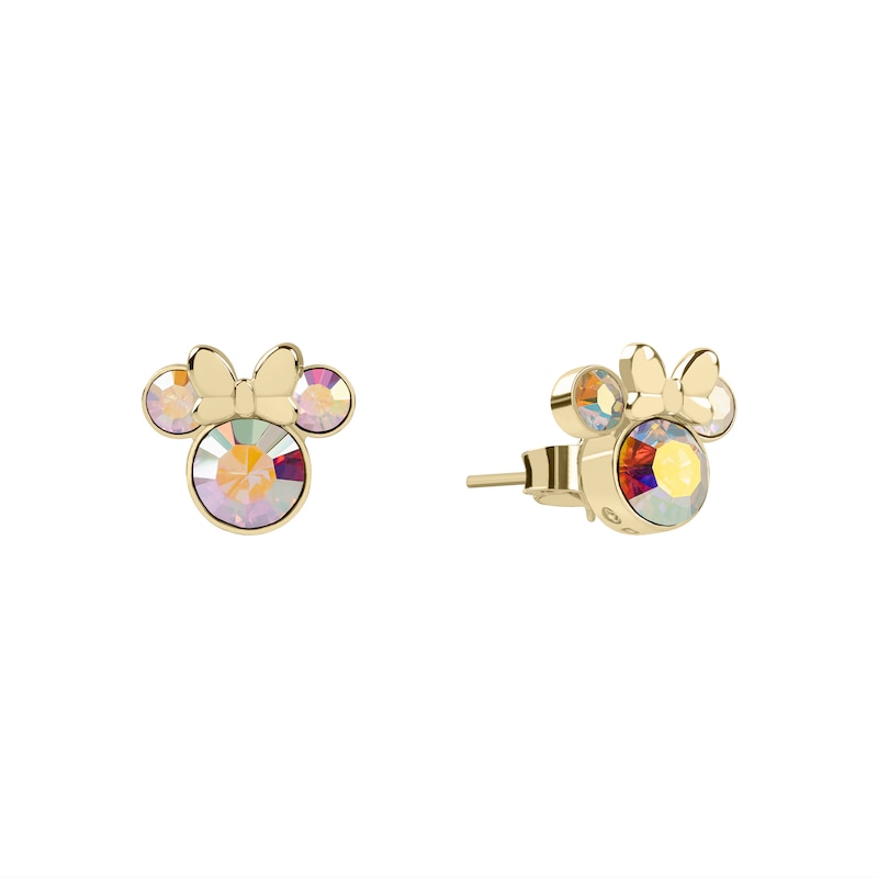 Disney 100 Sterling Silver & 18ct Gold Plated Crystal Minnie Mouse Stud Earrings
