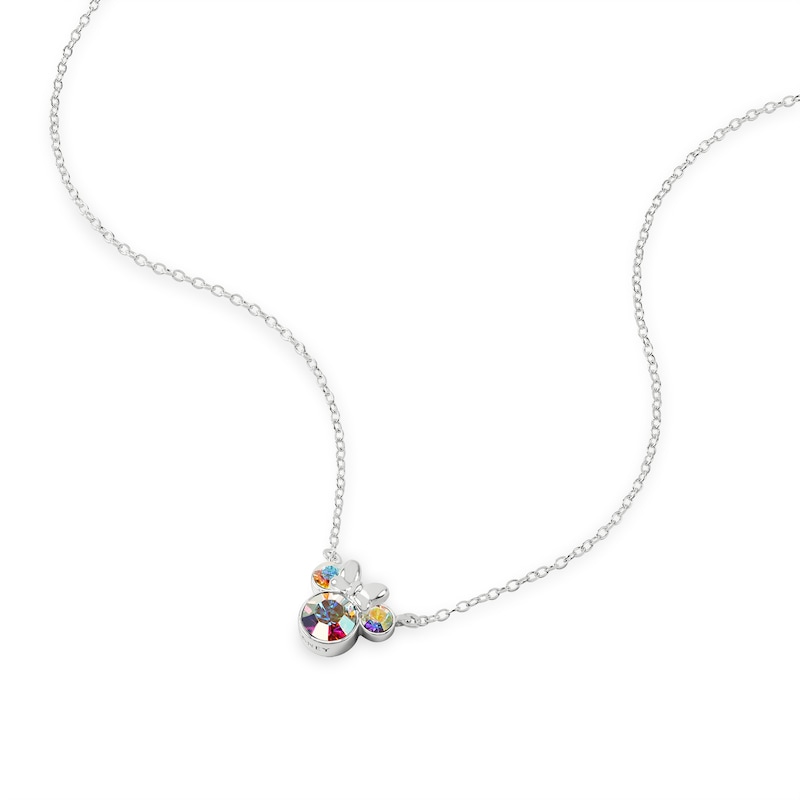 Disney 100 Sterling Silver Plated Crystal Minnie Mouse Pendant Necklace