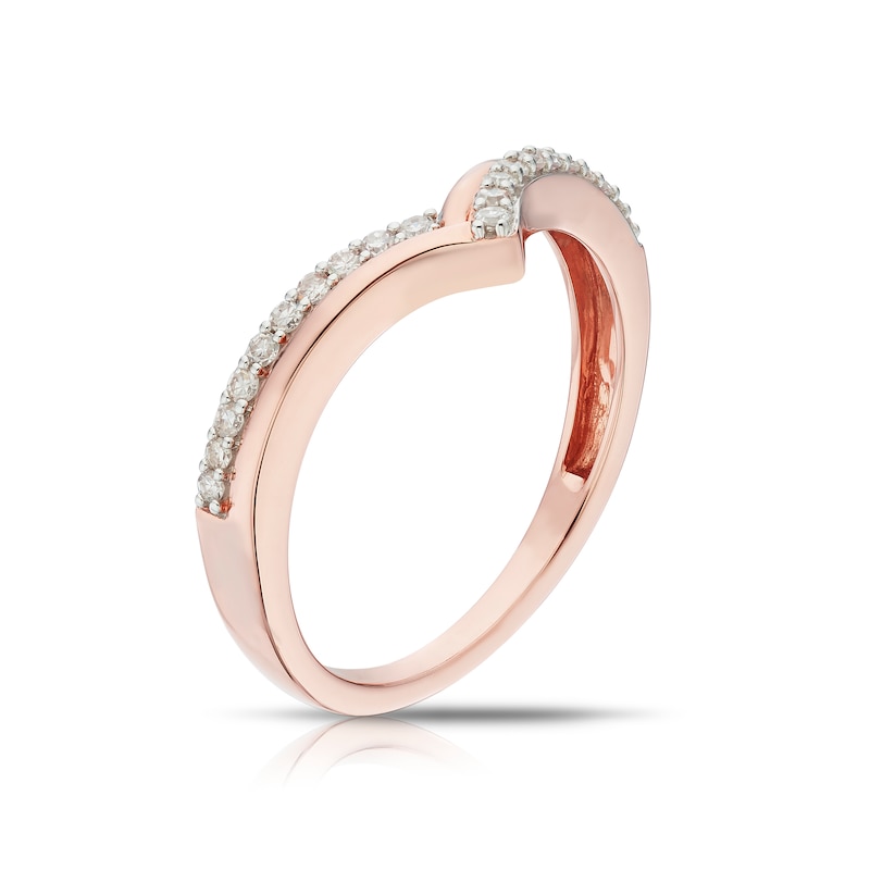 9ct Rose Gold 0.15ct Diamond V-Shape Eternity Ring
