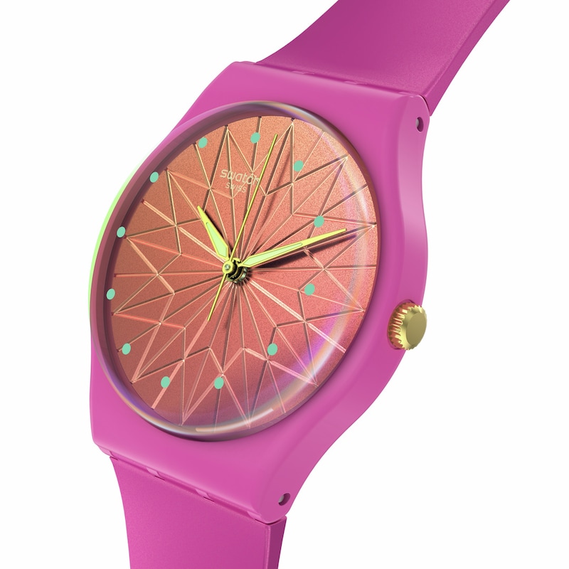 Swatch Original Gent Fuchsia Pink Silicone Strap Watch