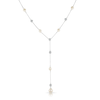 Thumbnail Image 0 of Sterling Silver CZ & Freshwater Pearl Station Drop Necklace