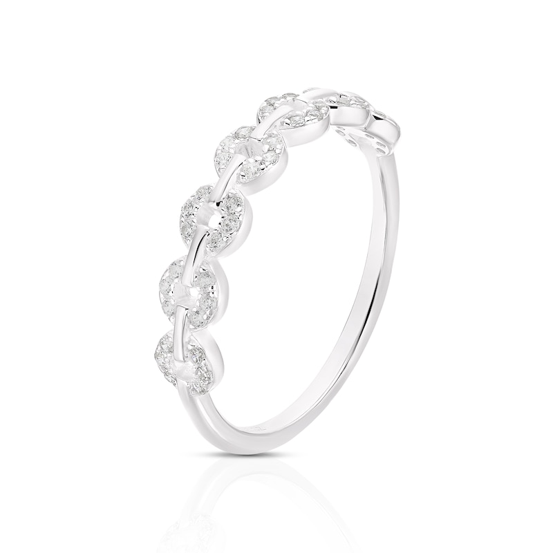 Sterling Silver Cubic Zirconia Chain Ring (Size N)